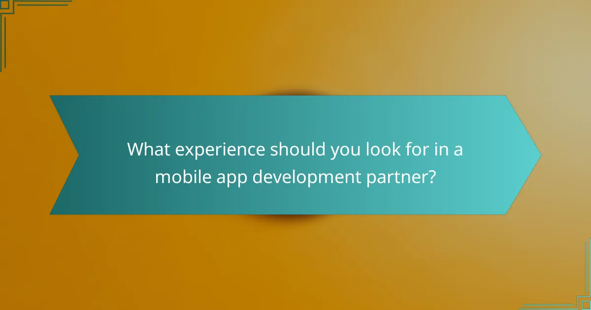 What experience should you look for in a mobile app development partner?